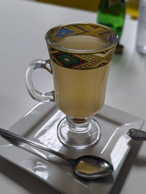 Fresh ginger tea at Lulu EthioVegan in Minneapolis