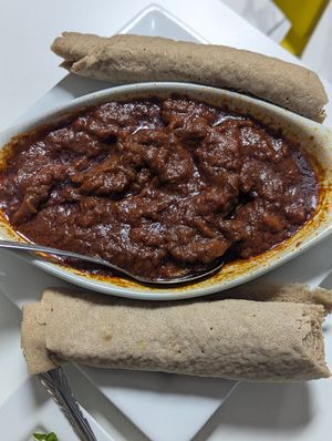 Dinich Wot - tastes much better than it photographs! at Lulu EthioVegan in Minneapolis