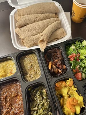To-go family meal with extra injera!   at Lulu EthioVegan in Minneapolis