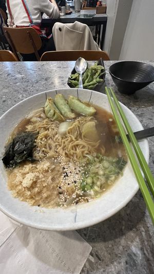 Vegetable Gyoza Ramen. YUM!!!!!  at Tokyo Maki - Melbourne in Melbourne