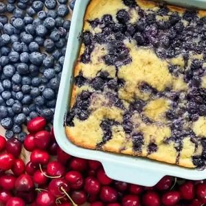 Blueberry cake at Church Stay Alberta in Mannville