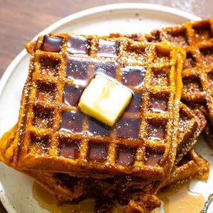 Pumpkin waffles at Church Stay Alberta in Mannville