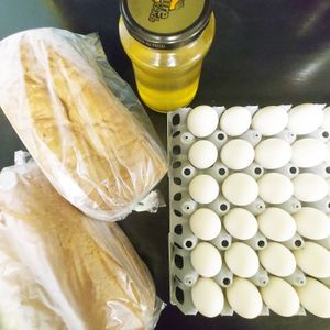 Hutterite community bread, eggs and honey at Church Stay Alberta in Mannville