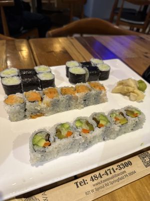 Cucumber, sweet potato, and vegetable roll sushi   at KAWA in Springfield