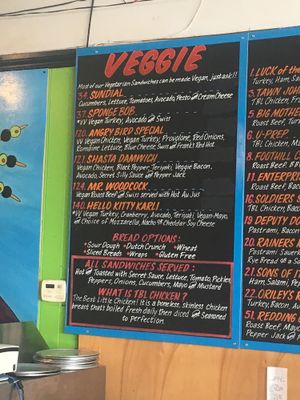 Veggie menu (vegan cheeses available) at The Best Little Sandwich Shop - Eureka Way in Redding