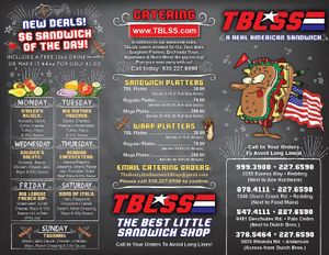 Tblss Menu Front at The Best Little Sandwich Shop - Eureka Way in Redding