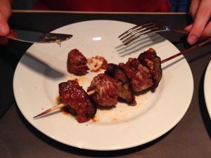 Tempeh and aubergine brochettes at Rasoterra in Barcelona