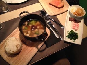 Tofu stew (kimchi jiiegae) at Rasoterra in Barcelona