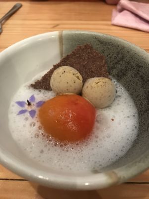 Apricot dessert at Rasoterra in Barcelona