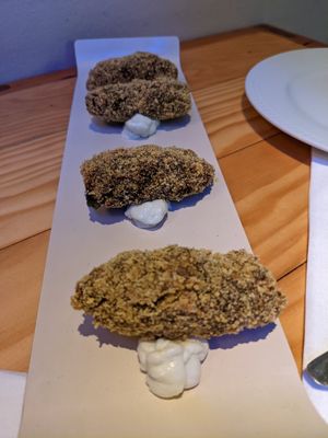 Gluten free spinach croquettes at Rasoterra in Barcelona