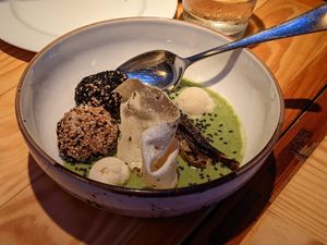 'Curry'. Great flavors here, especially the rice balls. at Rasoterra in Barcelona