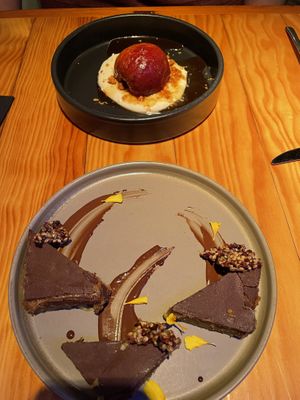 The desserts, a chocolate tasting and the apple with white bean cream. Out of this world good!  at Rasoterra in Barcelona