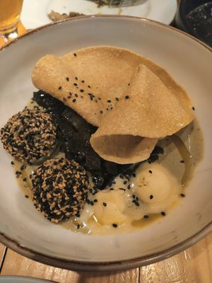 Curry with chickpea ice cream at Rasoterra in Barcelona