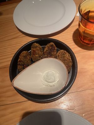 Spinach croquettes with homemade wasabi mayonnaise   at Rasoterra in Barcelona