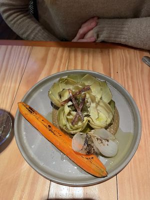 Artichoke with lemon pesto sauce  at Rasoterra in Barcelona