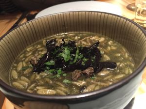 rice pasta mushroom risotto  at Rasoterra in Barcelona