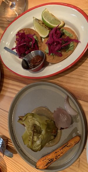 Artichoke and tacos  at Rasoterra in Barcelona