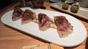 Beetroot gyozas  at Rasoterra in Barcelona