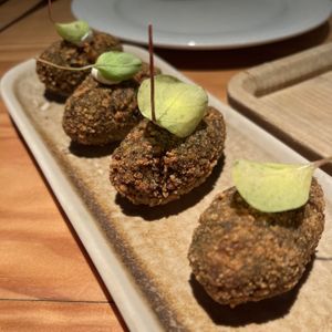 Vegetable croquettes with wasabi cream  at Rasoterra in Barcelona