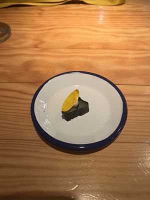 Fermented cucumber amuse bouche  at Rasoterra in Barcelona