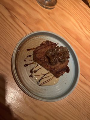 Eggplant French toast with eggplant marmalade. Very unconventional but worth taking a chance on, absolutely delicious    at Rasoterra in Barcelona