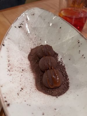 Wasabi chocolate with caramell #Veganuary at Rasoterra in Barcelona