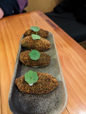 Spinach and wasabi croquetas at Rasoterra in Barcelona