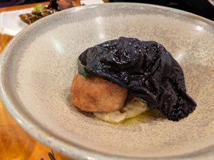 Jerusalem artichoke croquette at Rasoterra in Barcelona