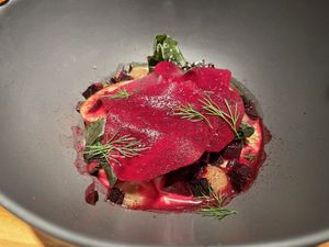 Remolatxa rostida i marinada  at Rasoterra in Barcelona