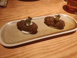 Spinach croquette snacks at Rasoterra in Barcelona