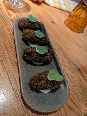 Spinach croquettes with wasabi at Rasoterra in Barcelona