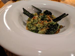 Dark leafy greens pesto at Rasoterra in Barcelona