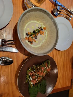 Soup 😁 & salad type dish🫤 at Rasoterra in Barcelona