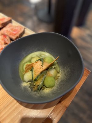 CEVICHE of melon   at Rasoterra in Barcelona