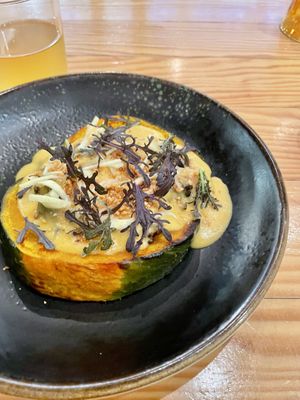 Pumpkin with yeast sauce   at Rasoterra in Barcelona