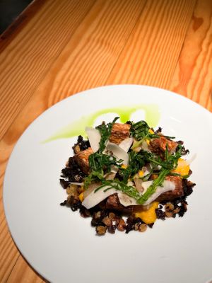 Homemade almond tempeh  at Rasoterra in Barcelona