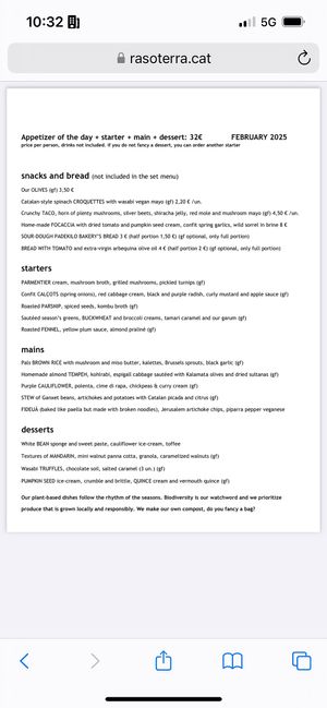 Menù febbraio 2025  at Rasoterra in Barcelona