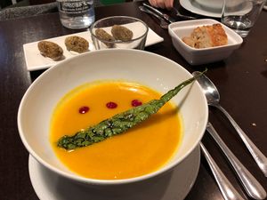 sweet potato soup at Rasoterra in Barcelona