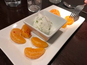 dull vegan sorbet from the lunch menu at Rasoterra in Barcelona