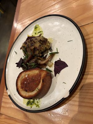 Black garlic bread  at Rasoterra in Barcelona