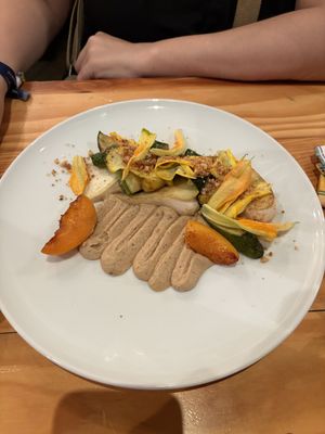 Courgettes with tempeh cream  at Rasoterra in Barcelona