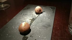 chocolate ball with salt... at Rasoterra in Barcelona