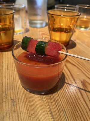 Gazpacho with cucumber and watermelon   at Rasoterra in Barcelona
