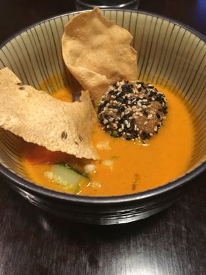 hot curry with rice ball at Rasoterra in Barcelona