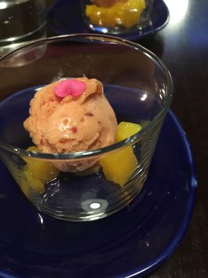 mango ceviche (with vegan tigre de leche ... not in the picture) at Rasoterra in Barcelona