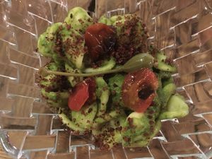 Another dish: pasta with pesto, olives, tomato... at Rasoterra in Barcelona