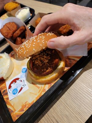 Bicky burger yum at Pepas Vegan Frituur in Leuven