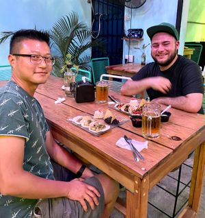 Tacos con cerveza la mejor combinación  at La Vieja Escuela in Playa Del Carmen