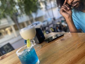 Margarita y piña colada  #Veganuary at La Vieja Escuela in Playa Del Carmen