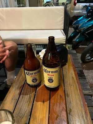 Big beers  at La Vieja Escuela in Playa Del Carmen